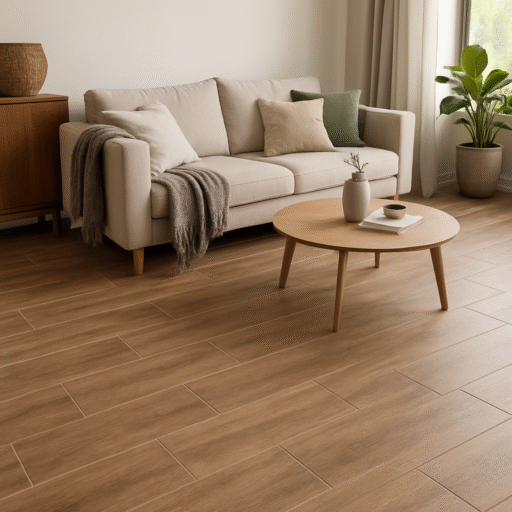 Houtlook tegels in de woonkamer